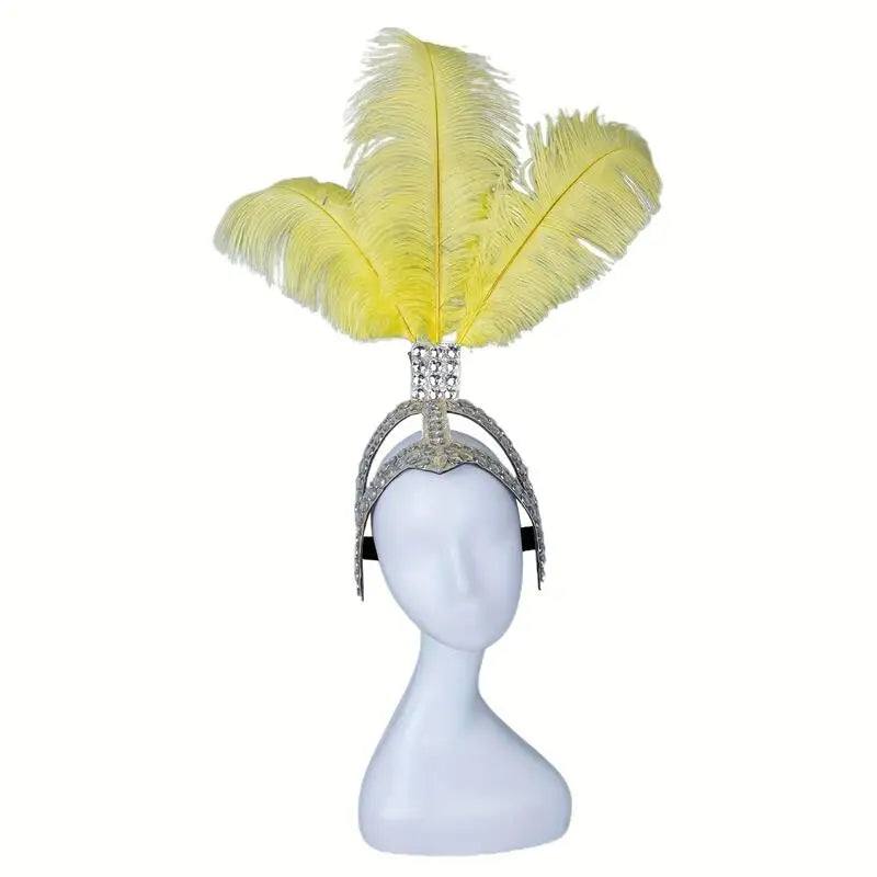 SHOWGIRL Ostrich Feather Headdress-Hair Accessory-SAINT CHIC-Yellow-SAINT CHIC