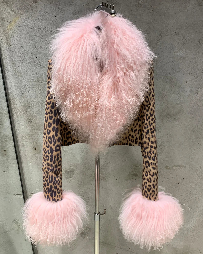STEPPE Fur Leather Jacket-Jacket-SAINT CHIC-S-Pink-SAINT CHIC