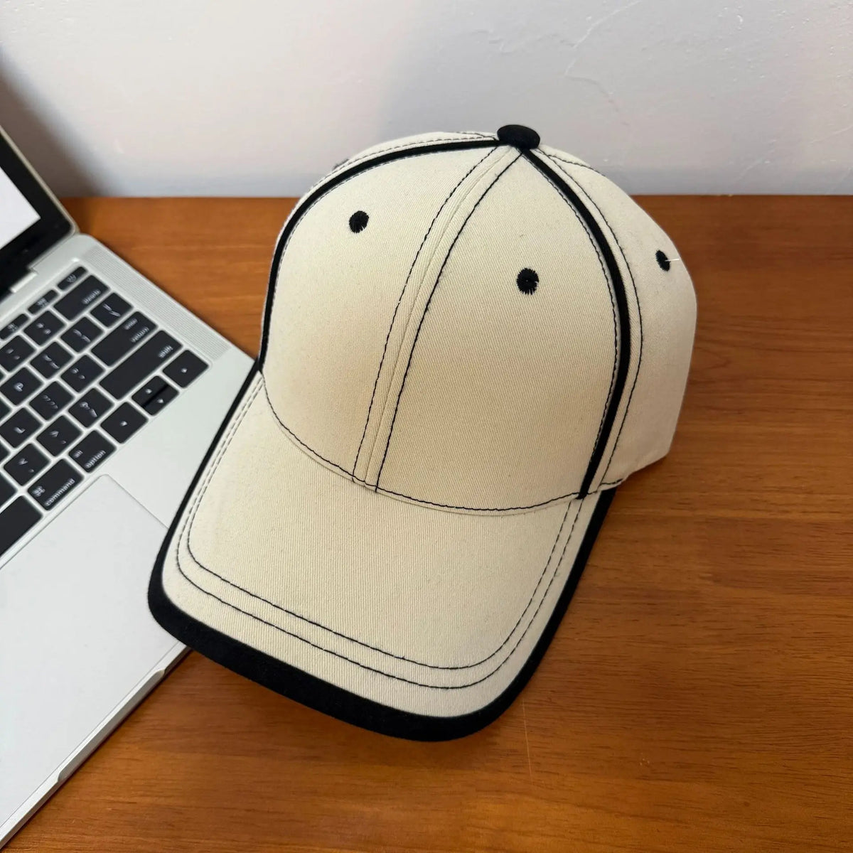 STRIPE Baseball Cap-Cap-SAINT CHIC-Off-White-SAINT CHIC Main image
