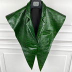 STRUCTURED Shawl Collar-outerwear-SAINT CHIC-Green Croc-SAINT CHIC
