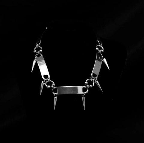 RIVETED Steel Spike Choker Necklace
