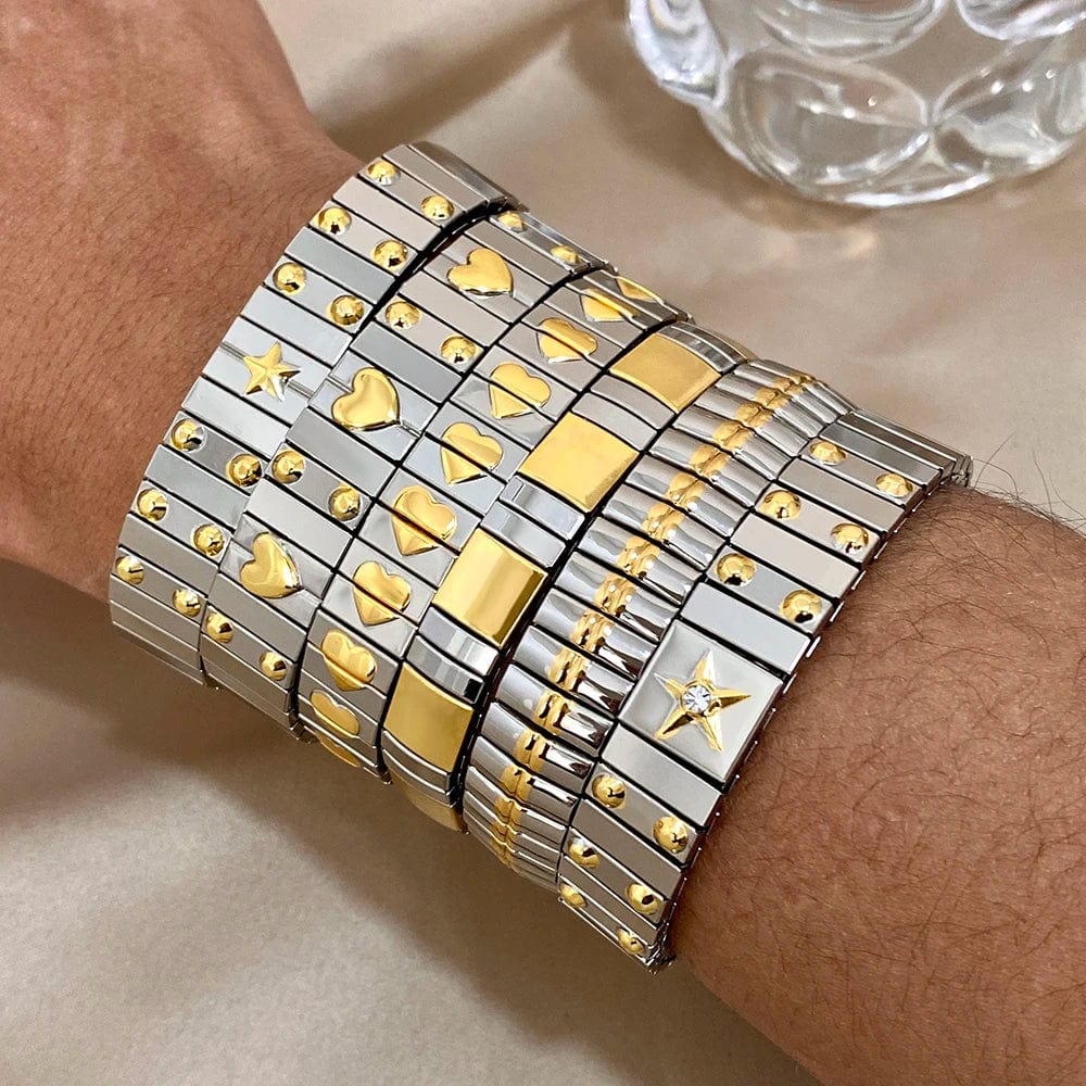 VETTE Stack Bracelets-Bracelet-SAINT CHIC-Silver Hearts-SAINT CHIC