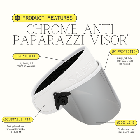 Chrome Anti Paparazzi Visor™ – Adjustable Sun Shield with 4.5” Lens & UV Protection
