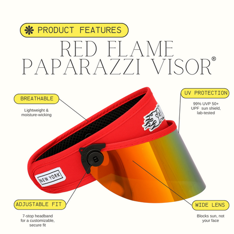 Red Flame Paparazzi Visor™ – Bold Sun Visor with Adjustable Fit & UV Protection