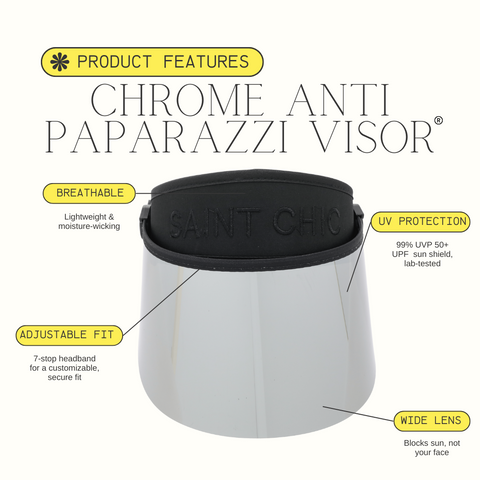 Chrome Anti Paparazzi Visor™ – Adjustable Sun Shield with 4.5” Lens & UV Protection