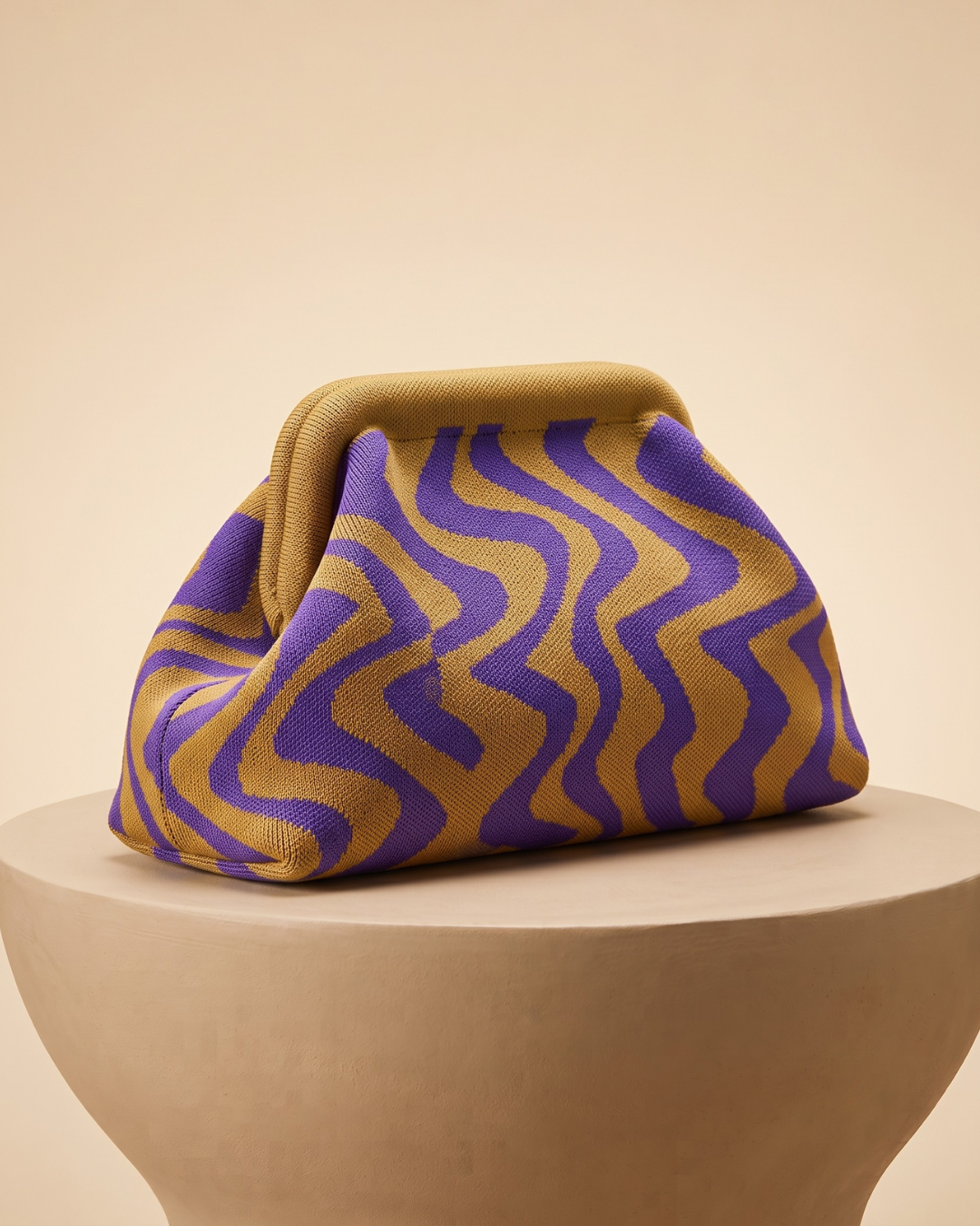 WAVE Knit Clutch-Clutch Bag-SAINT CHIC-Purple-wave-SAINT CHIC Main image