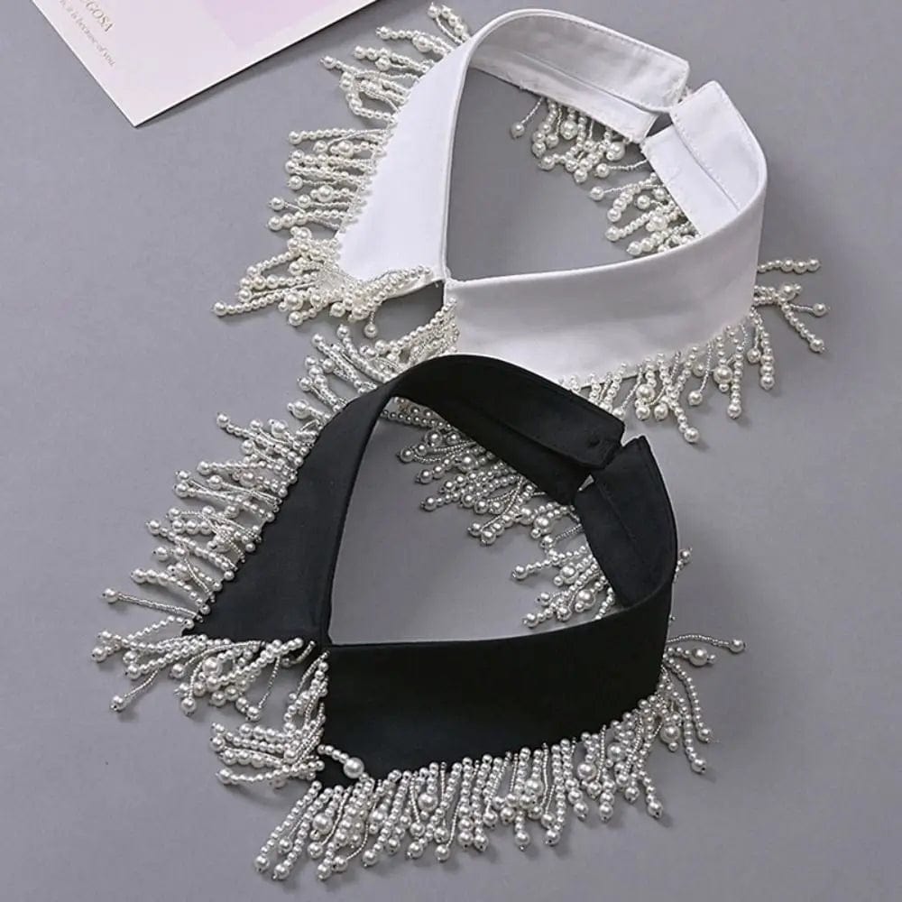 ALLI Detachable Faux Collar – Pearl & Rhinestone Beaded-Collar-SAINT CHIC Main image