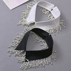 ALLI Detachable Faux Collar – Pearl & Rhinestone Beaded-Collar-SAINT CHIC