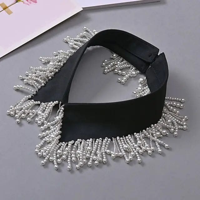 ALLI Detachable Faux Collar – Pearl & Rhinestone Beaded-Collar-SAINT CHIC