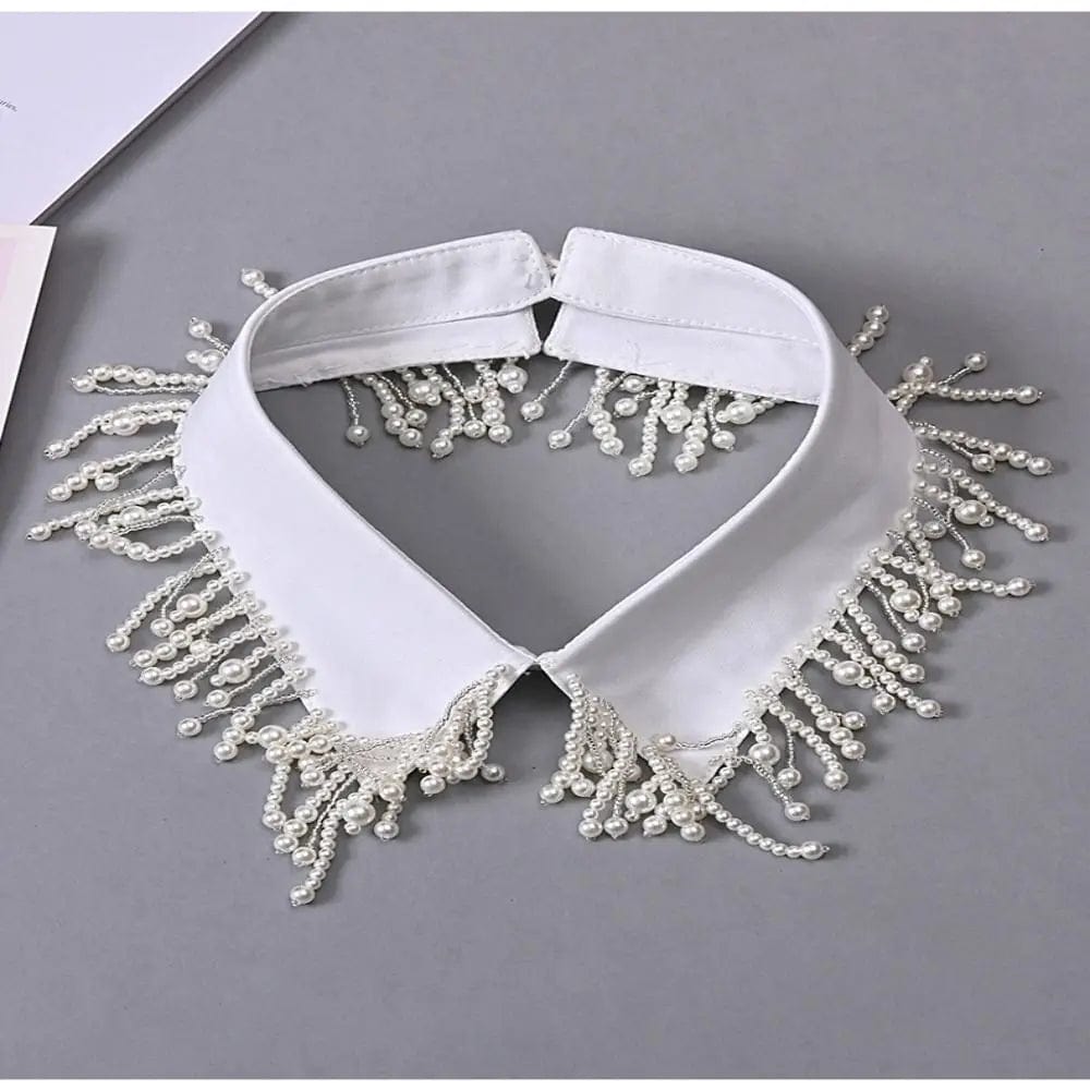 ALLI Detachable Faux Collar – Pearl & Rhinestone Beaded-Collar-SAINT CHIC