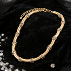 BAMBOO Crystal Link Choker-necklace-SAINT CHIC