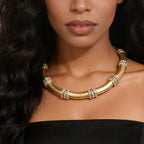 BAMBOO Crystal Link Choker-necklace-SAINT CHIC