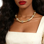 BAMBOO Crystal Link Choker-necklace-SAINT CHIC