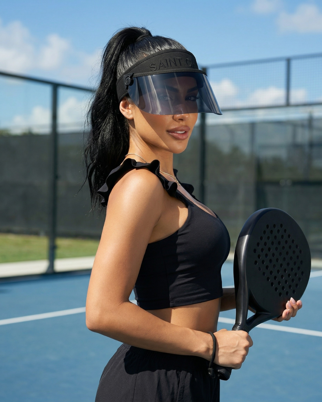 BLACKOUT Paparazzi Visor® 2.0 – All-Black Sun Shield-Hats-SAINT CHIC