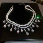 CASCADE Pearl Crystal Necklace-Necklace-SAINT CHIC