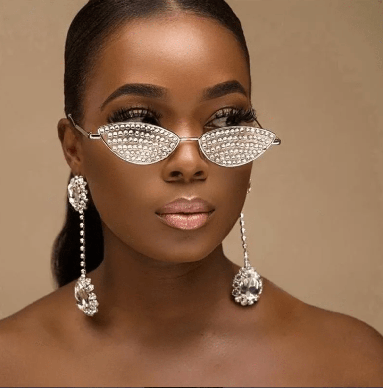 CAT-EYE Rhinestone Sun Glasses-Sunglasses-SAINT CHIC