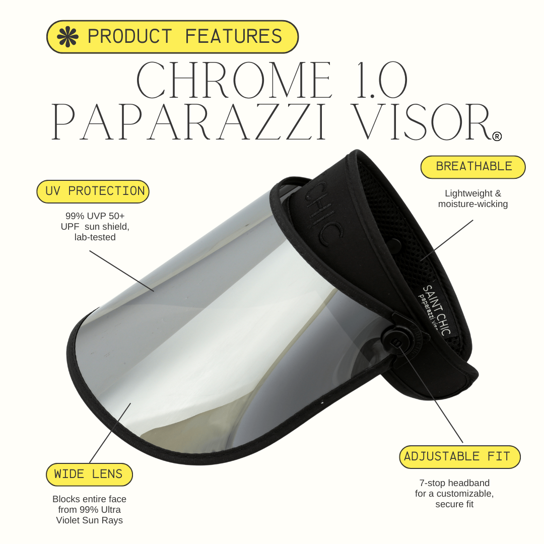 CHROME PAPARAZZI VISOR® Long Lens Sun Shield – 99% UV Protection-Hats-SAINT CHIC