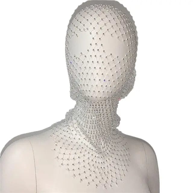 COVR Rhinestone Mesh Hood – Avant-Garde Statement-Hat-SAINT CHIC