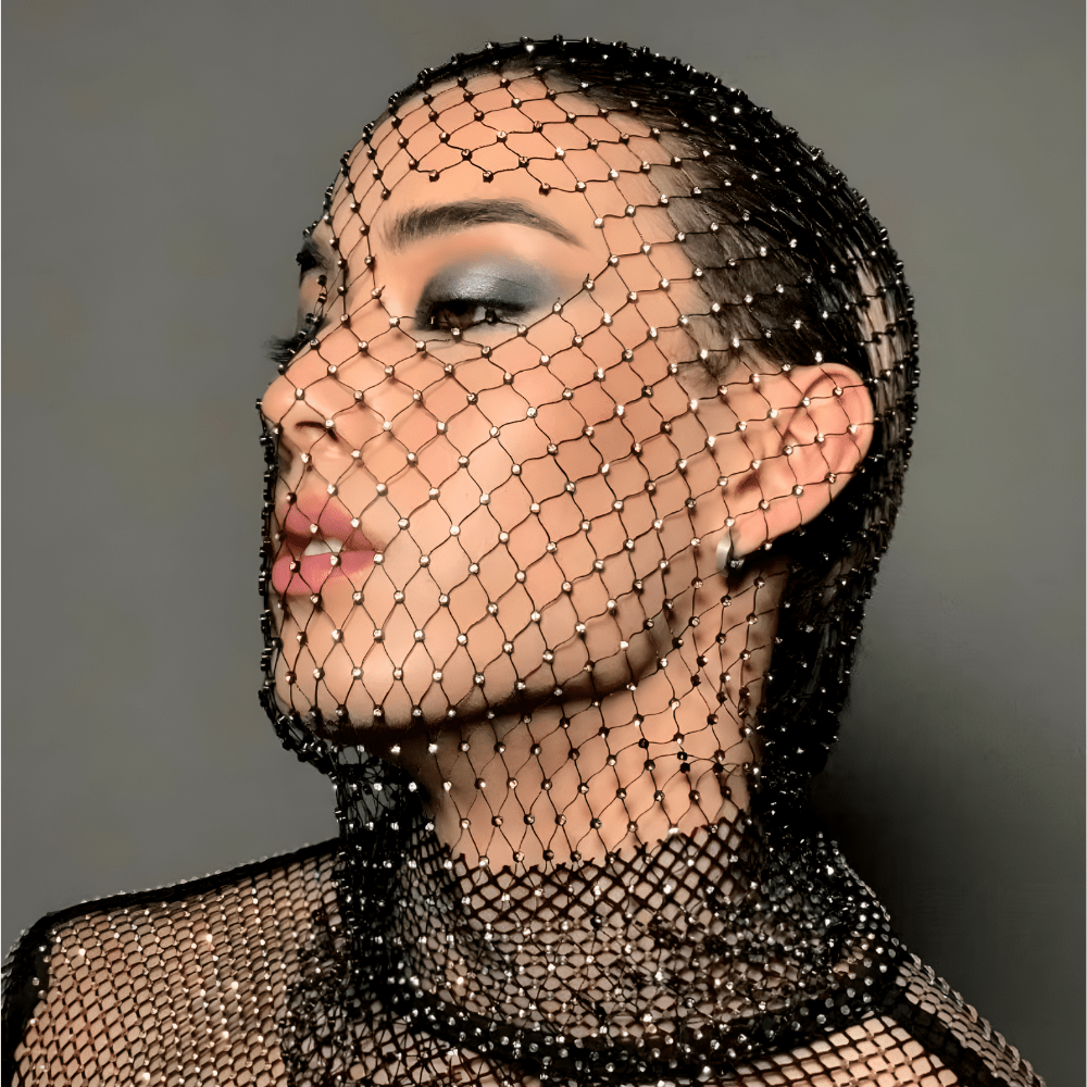 COVR Rhinestone Mesh Hood – Avant-Garde Statement-Hat-SAINT CHIC