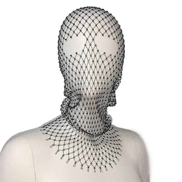 COVR Rhinestone Mesh Hood – Avant-Garde Statement-Hat-SAINT CHIC