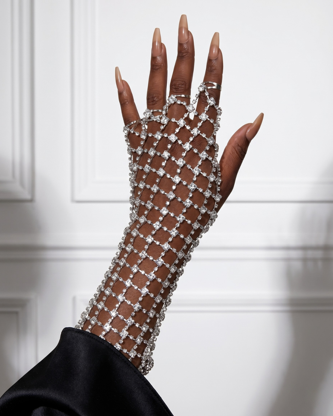 CRYSTAL Mesh Cuff Bracelet-bracelet-SAINT CHIC Main image