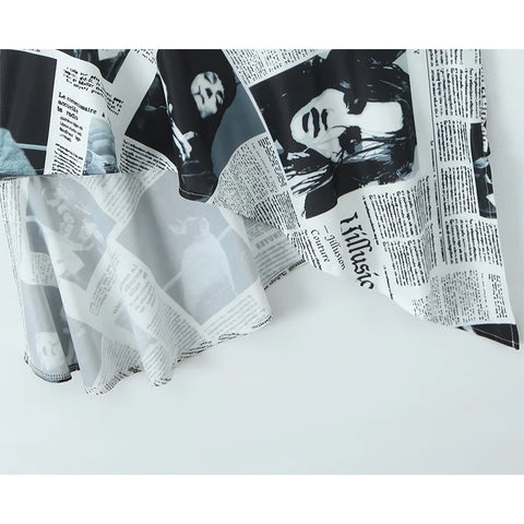 ILLUSION Asymmetrical Newspaper Dress