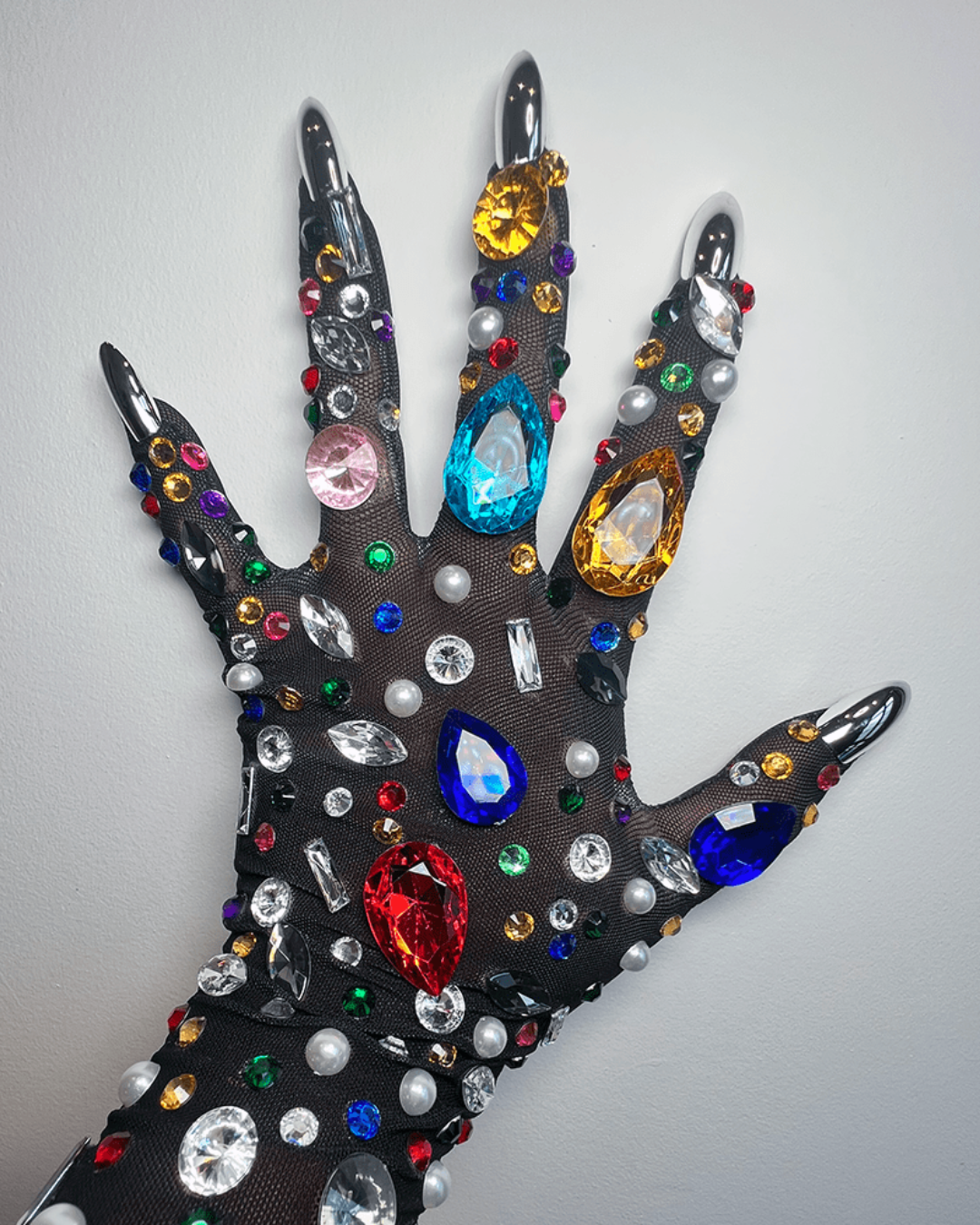 DISCO Rhinestone Gloves-Gloves-SAINT CHIC Main image