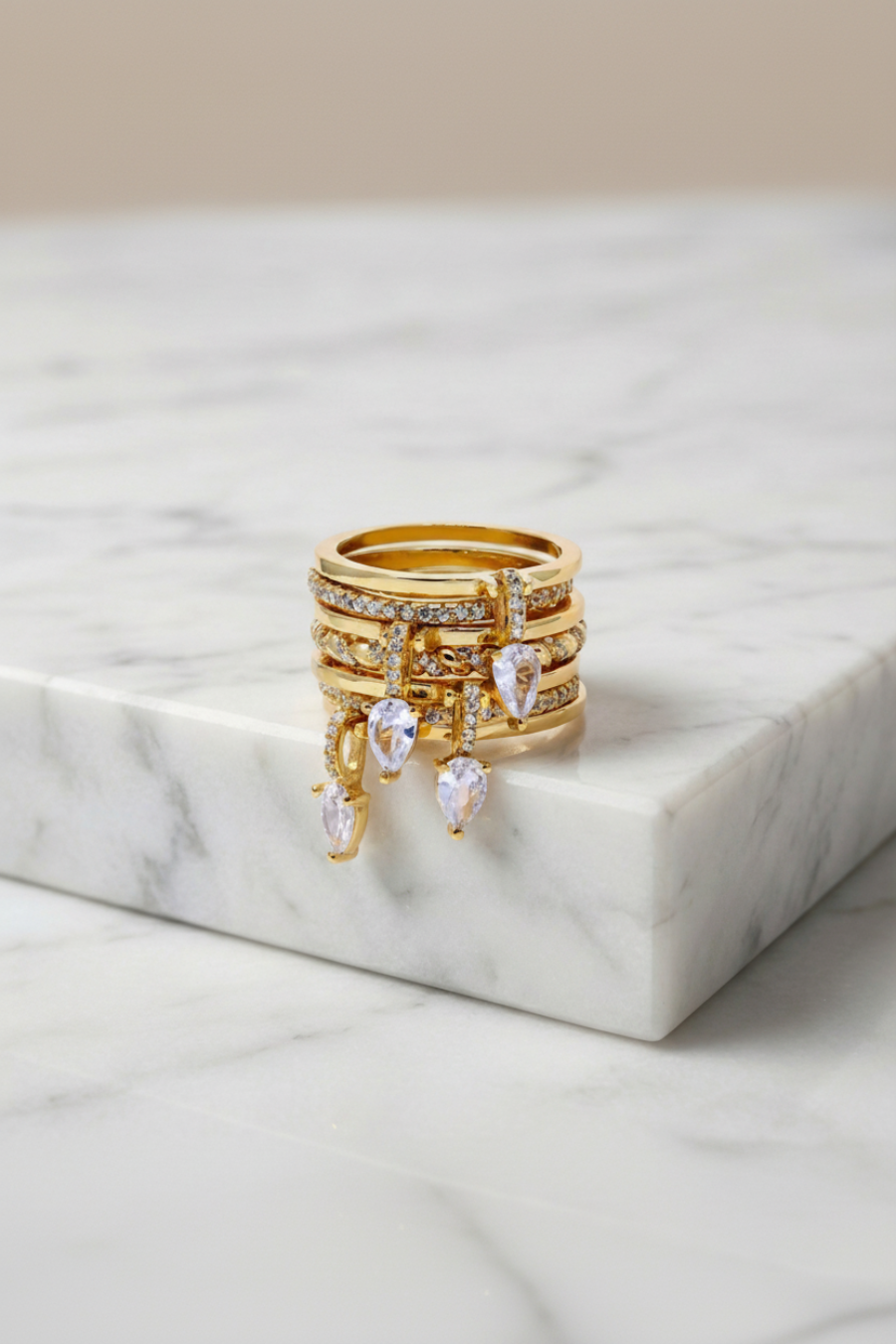 FLIRT Drop Stack Ring Set-ring-SAINT CHIC Main image