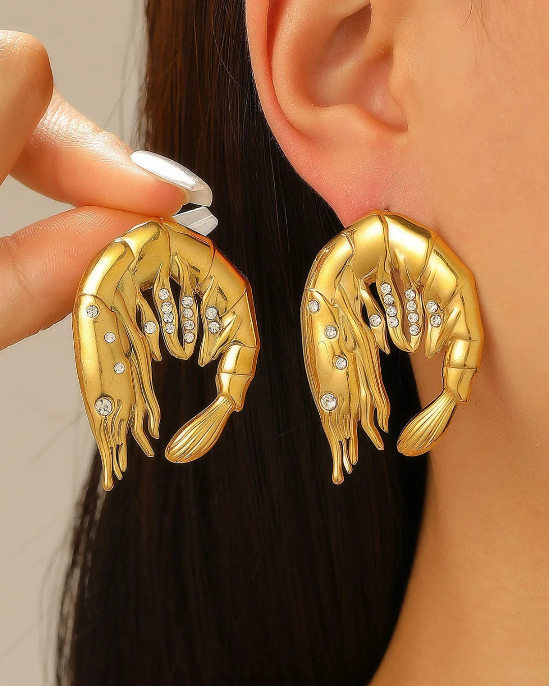 GILDA Prawn Earrings-earring-SAINT CHIC Main image