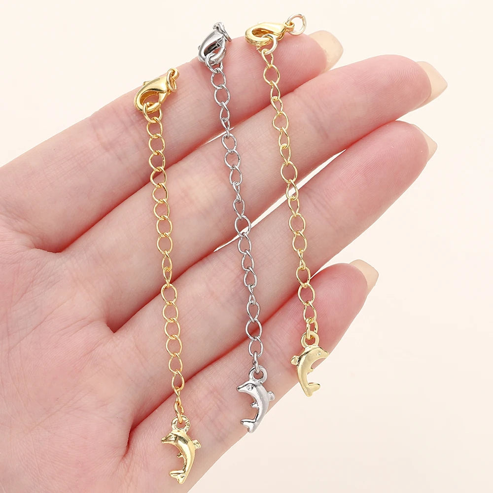 GOLD PLATED EXTENSION CHAINS – 5pc Charm Set with Lobster Clasps-Jewelry-SAINT CHIC