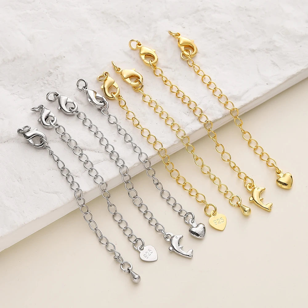 GOLD PLATED EXTENSION CHAINS – 5pc Charm Set with Lobster Clasps-Jewelry-SAINT CHIC