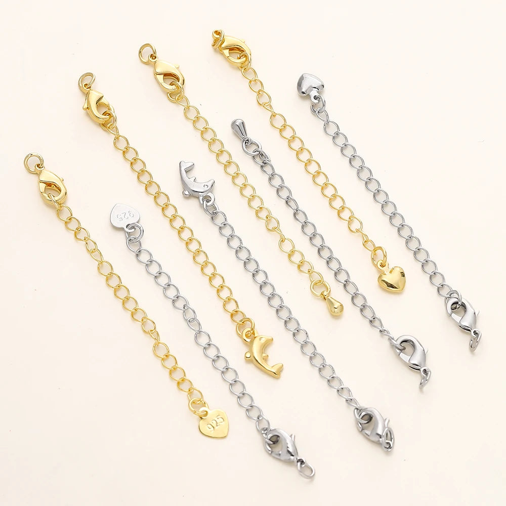 GOLD PLATED EXTENSION CHAINS – 5pc Charm Set with Lobster Clasps-Jewelry-SAINT CHIC