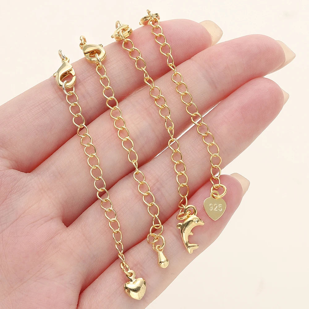 GOLD PLATED EXTENSION CHAINS – 5pc Charm Set with Lobster Clasps-Jewelry-SAINT CHIC