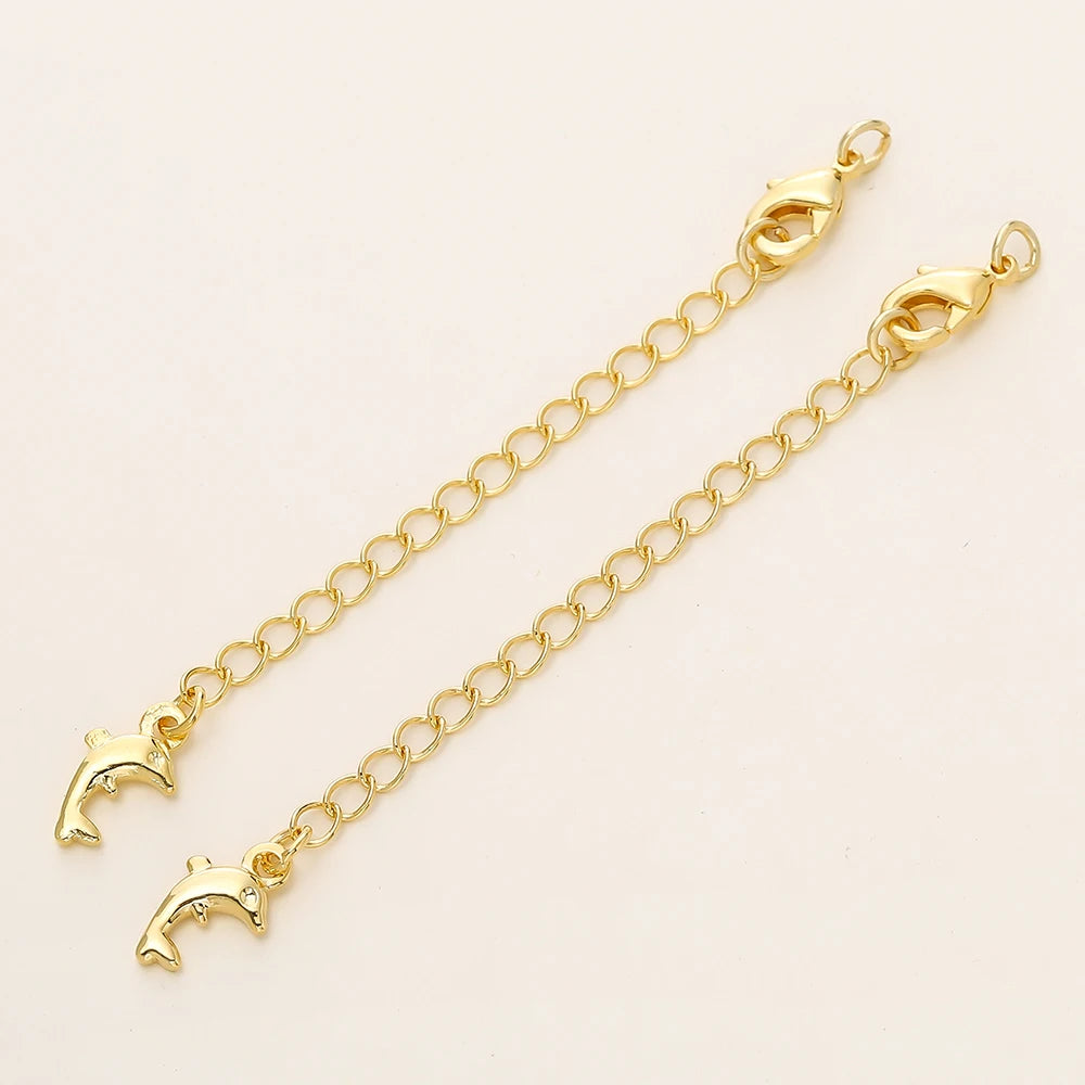 GOLD PLATED EXTENSION CHAINS – 5pc Charm Set with Lobster Clasps-Jewelry-SAINT CHIC