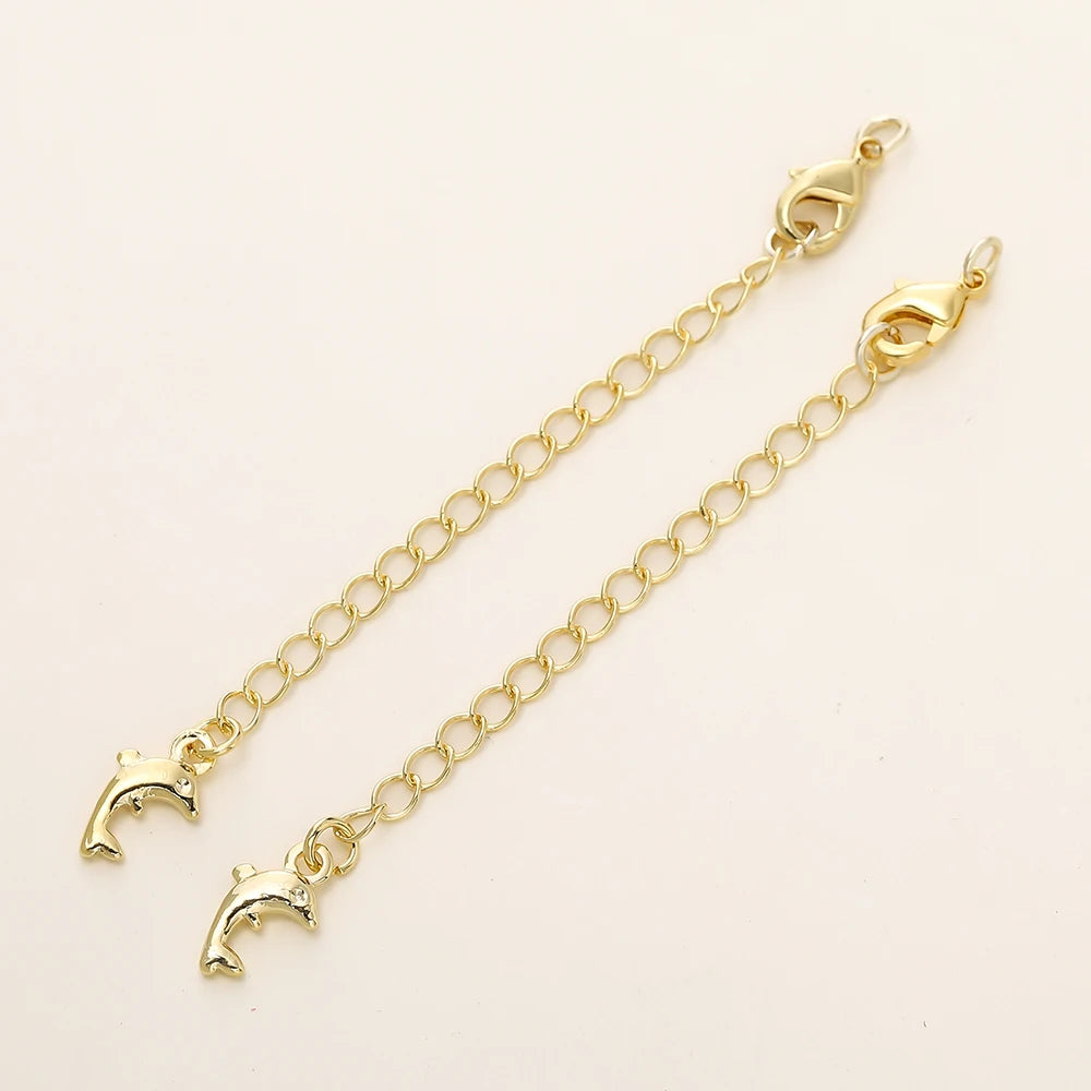 GOLD PLATED EXTENSION CHAINS – 5pc Charm Set with Lobster Clasps-Jewelry-SAINT CHIC