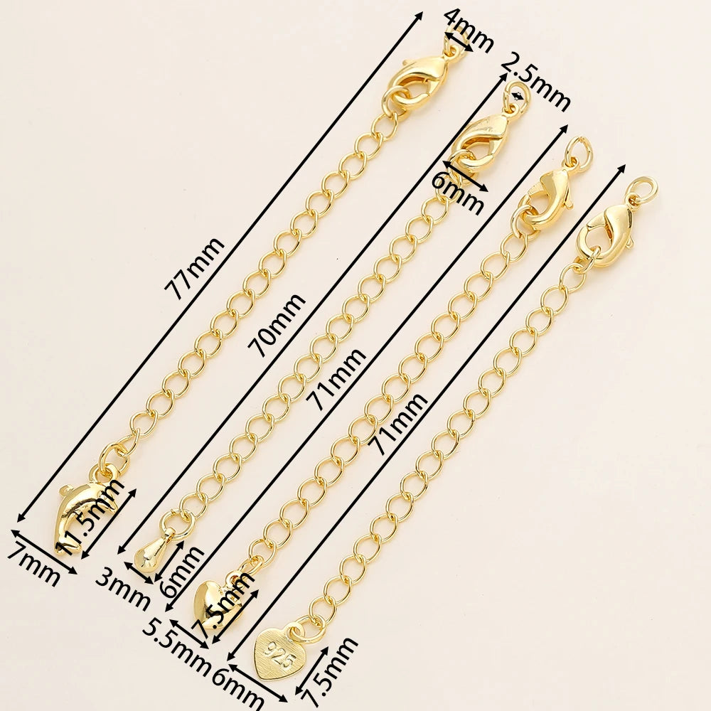 GOLD PLATED EXTENSION CHAINS – 5pc Charm Set with Lobster Clasps-Jewelry-SAINT CHIC