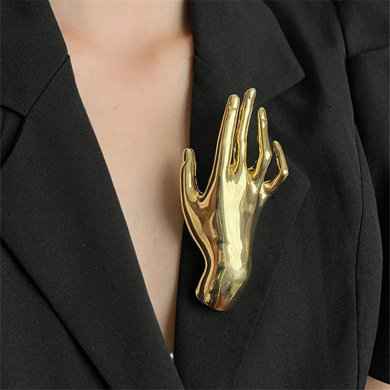 HANDS Sculptural Brooch-brooch-SAINT CHIC