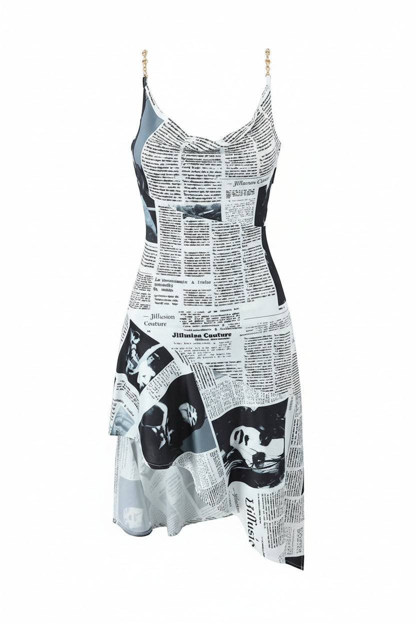 ILLUSION Newspaper Dress-dress-SAINT CHIC