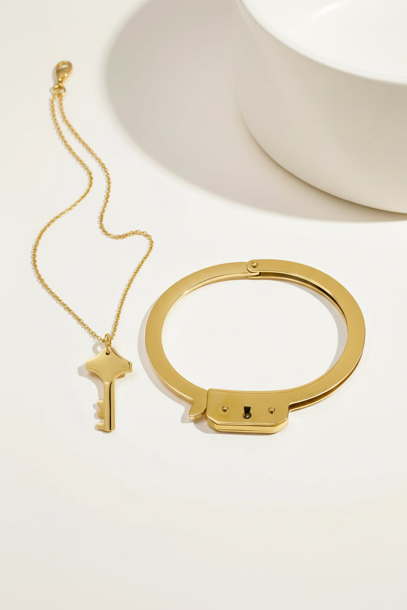 LOCK & KEY Bond Cuff + Necklace Set-necklace set-SAINT CHIC Main image