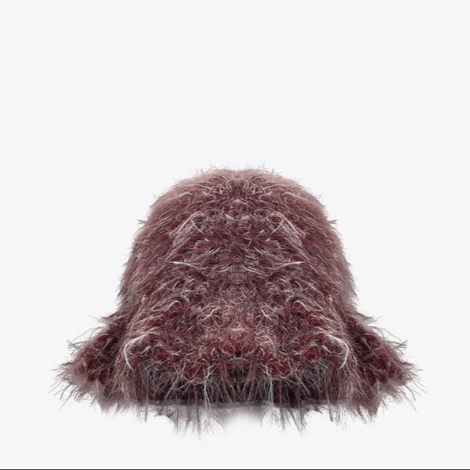 Fluffy pink hat on a white background