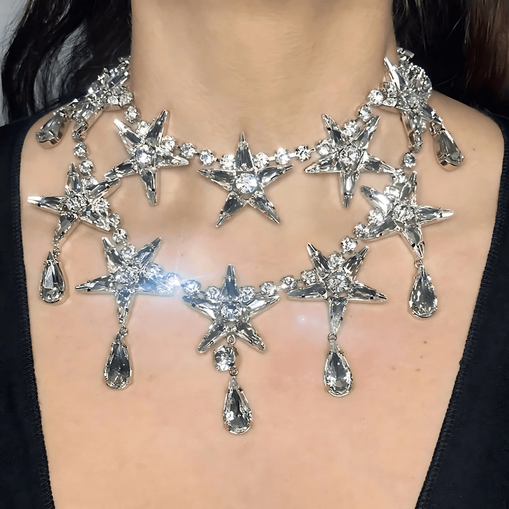OPULENT Star Choker Necklace – Crystal Drop Statement Piece Secondary image