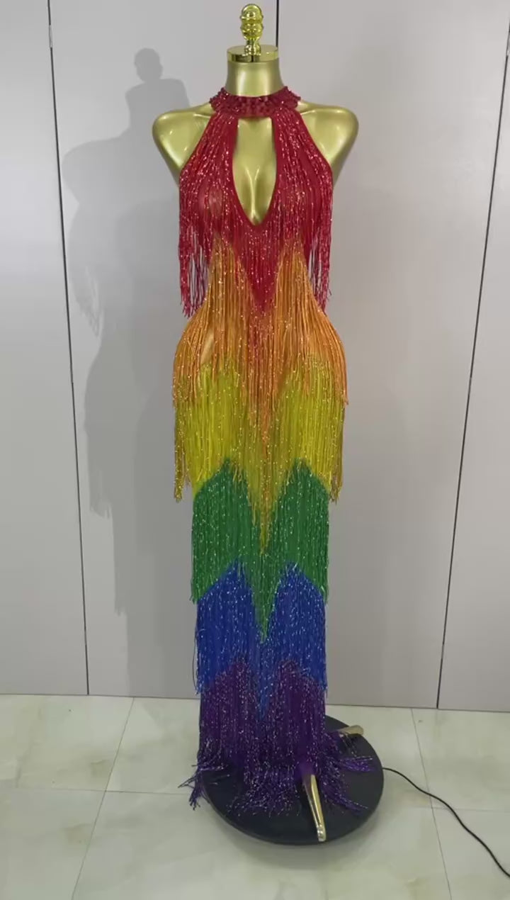 RAINBOW Mesh Gown