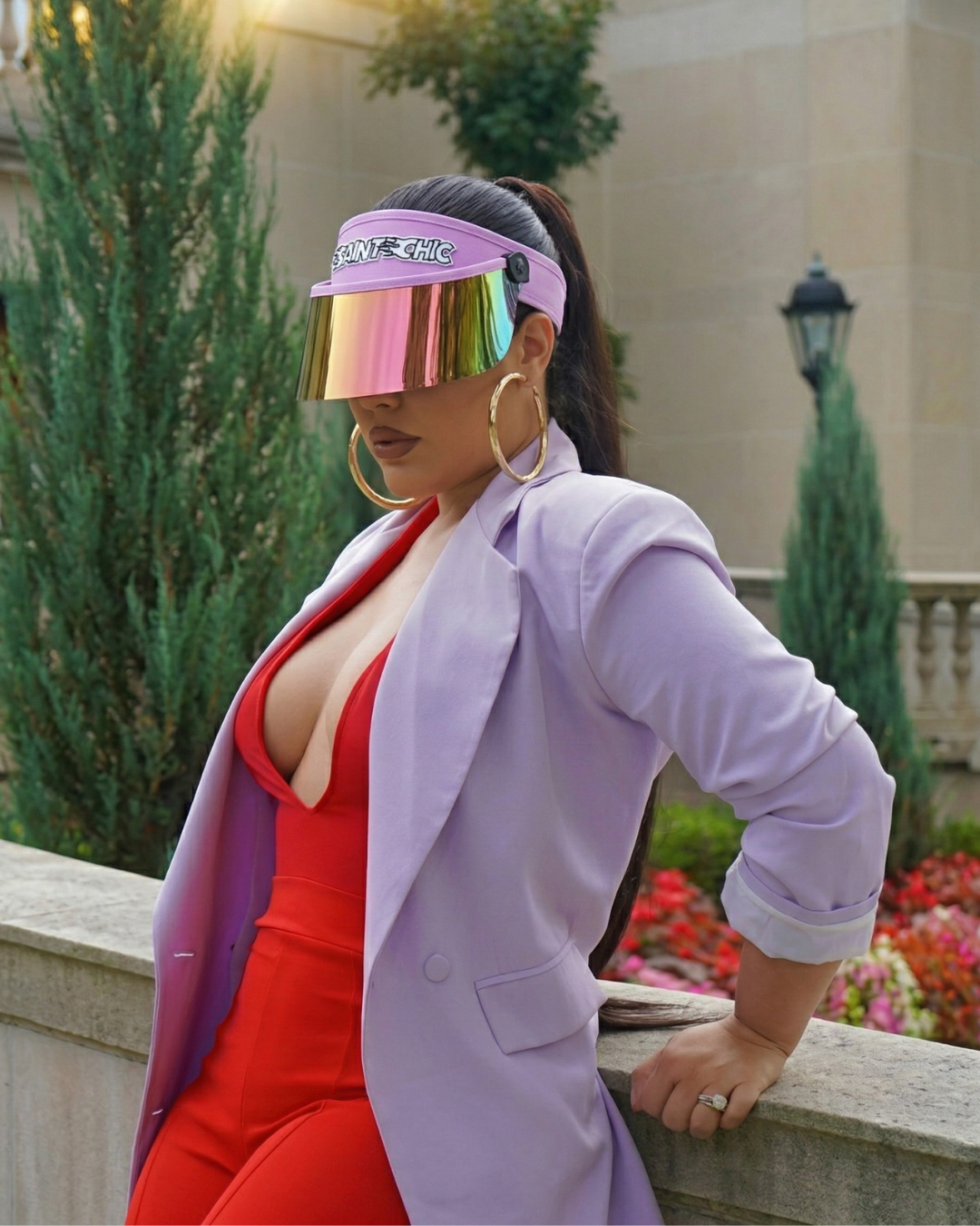 Purple Flame Paparazzi Visor™ 2.0-Hats-SAINT CHIC