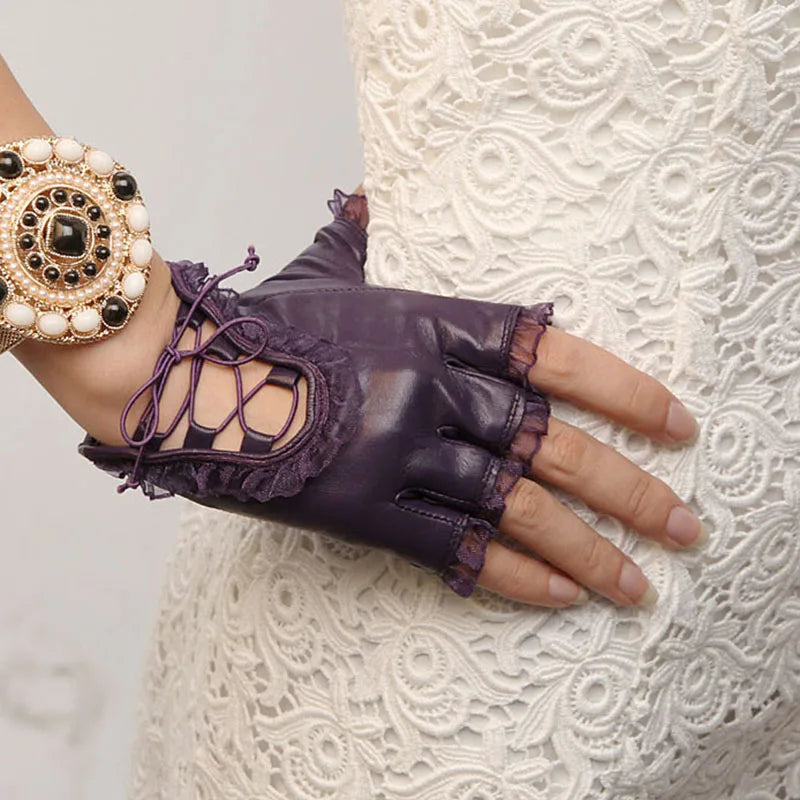 REGENCY Lace-Up Leather Driving Gloves-glove-SAINT CHIC