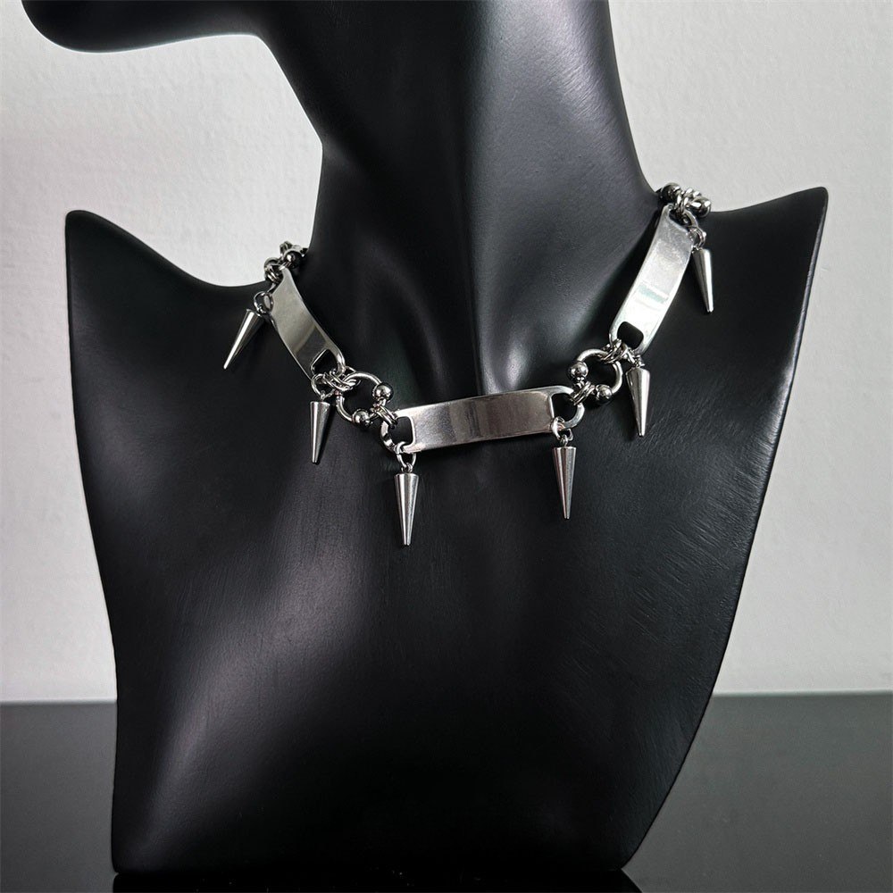 RIVETED Steel Spike Choker Necklace Secondary image