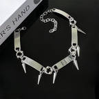 RIVETED Steel Spike Choker Necklace-SAINT CHIC
