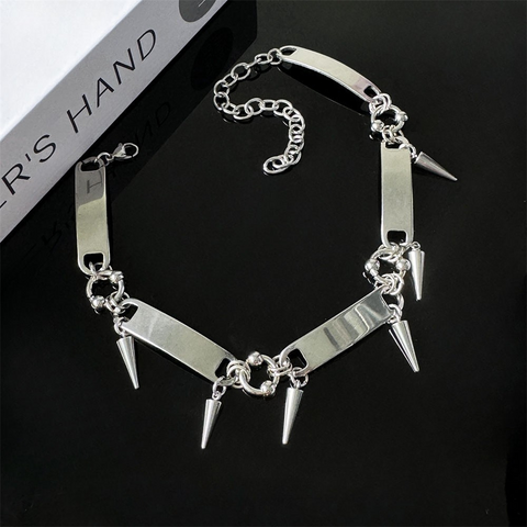 RIVETED Steel Spike Choker Necklace