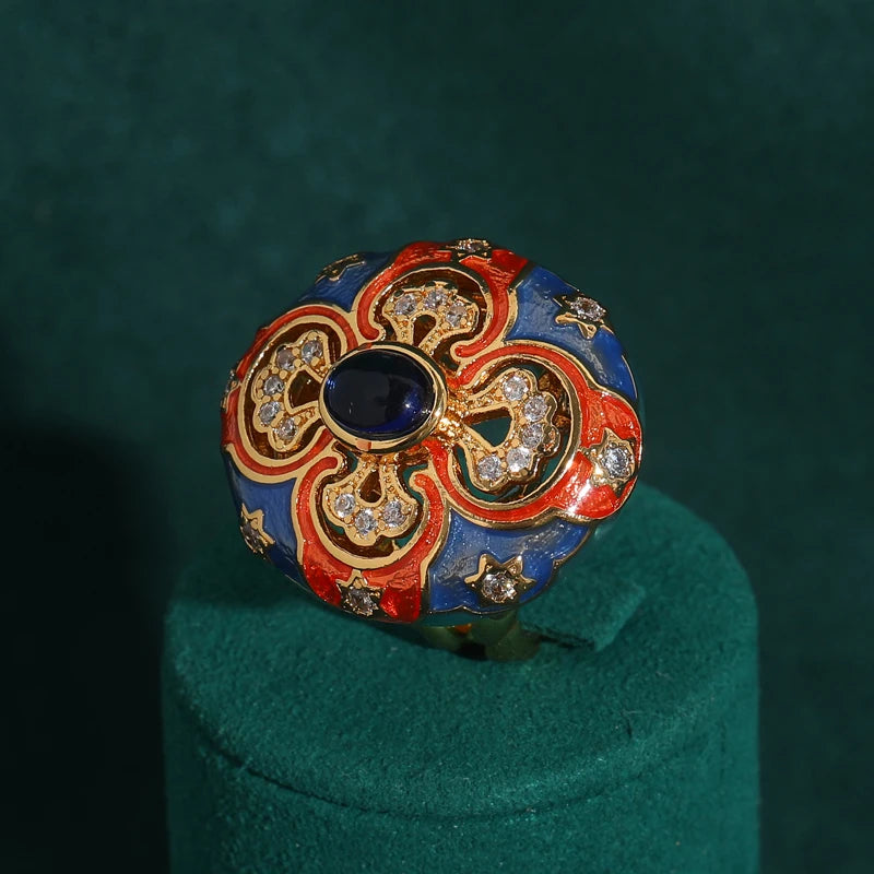 ROSETTE Enamel Ring-Ring-SAINT CHIC Main image