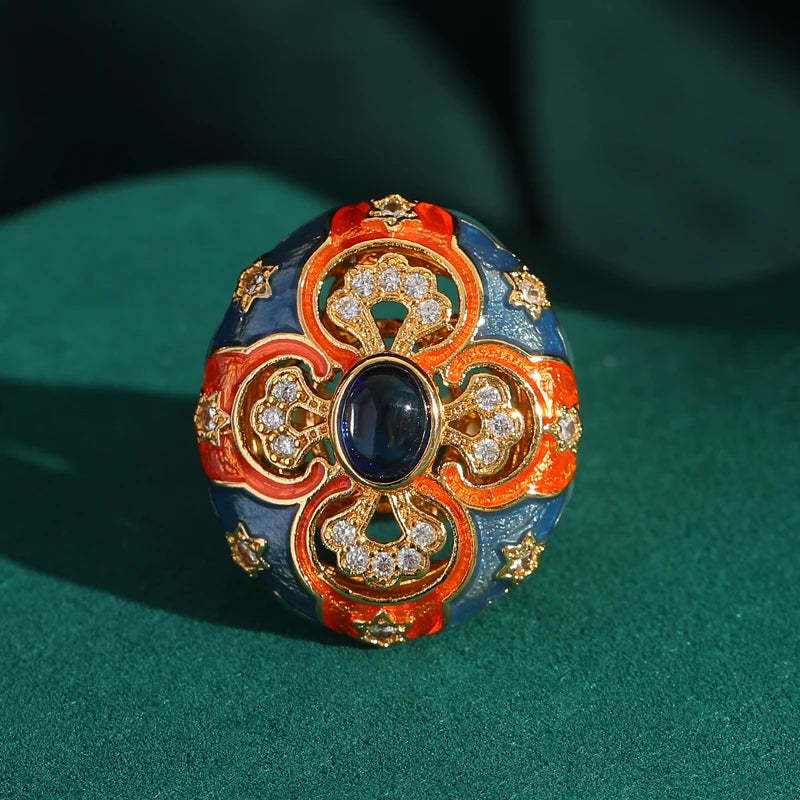 ROSETTE Enamel Ring-Ring-SAINT CHIC