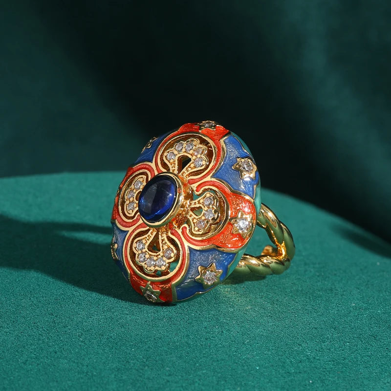 ROSETTE Enamel Ring-Ring-SAINT CHIC